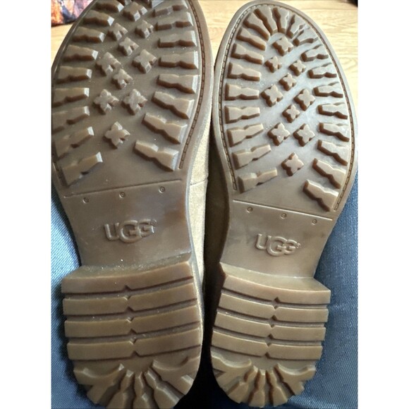 Ugg Gradin Boots Leather Women’s 8.5 Combat Lace Up Fold Down Sherpa - Picture 3 of 8